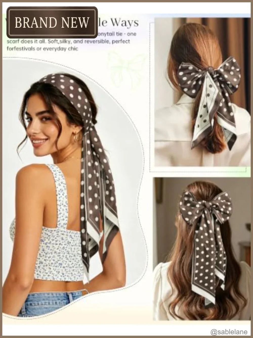 Satin Touch Polyester Scarf, Skinny Neck Scarf for Handbags & Hair
